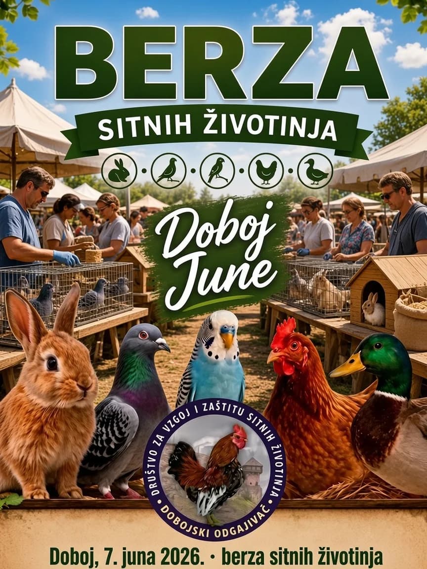 Small animal fair in Doboj – June 7, 2026 (Plateau in front of MZ Miljkovac)