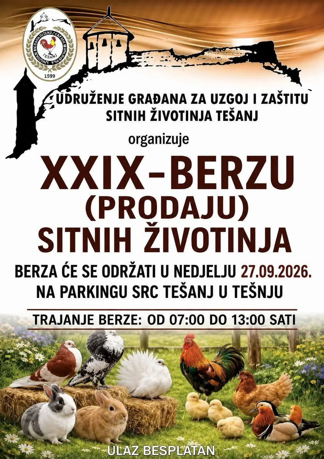Small animal fair in Tešanj – September 27, 2026 (Sports and Recreation Center Tešanj)