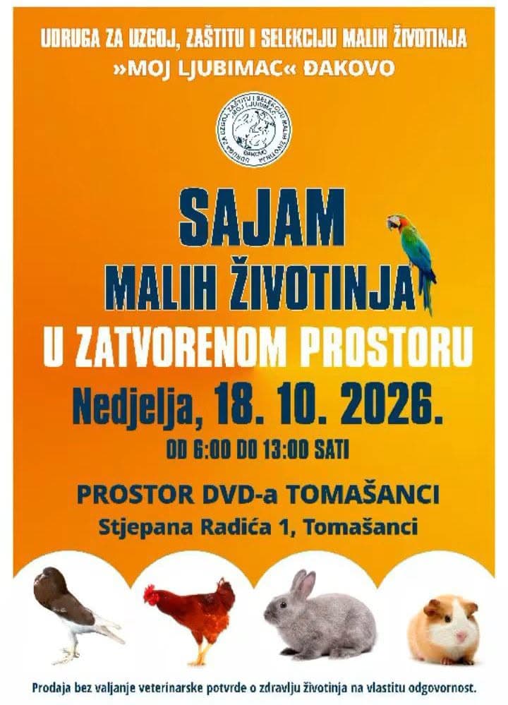 Small animal fair in Tomašanci – October 18, 2026 (DVD Tomašanci premises)