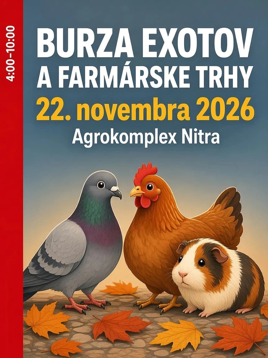 Berza sitnih životinja Nitra – 22. новембар 2026. (Výstavisko Agrokomplex, Výstavná 4)