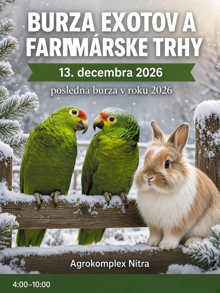Berza sitnih životinja Nitra – 13. децембар 2026. (Výstavisko Agrokomplex, Výstavná 4)