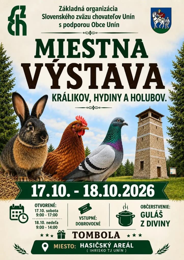 Berza sitnih životinja Unín – 18. октобар 2026. (Hasičský areál (ihrisko TJ Unín))