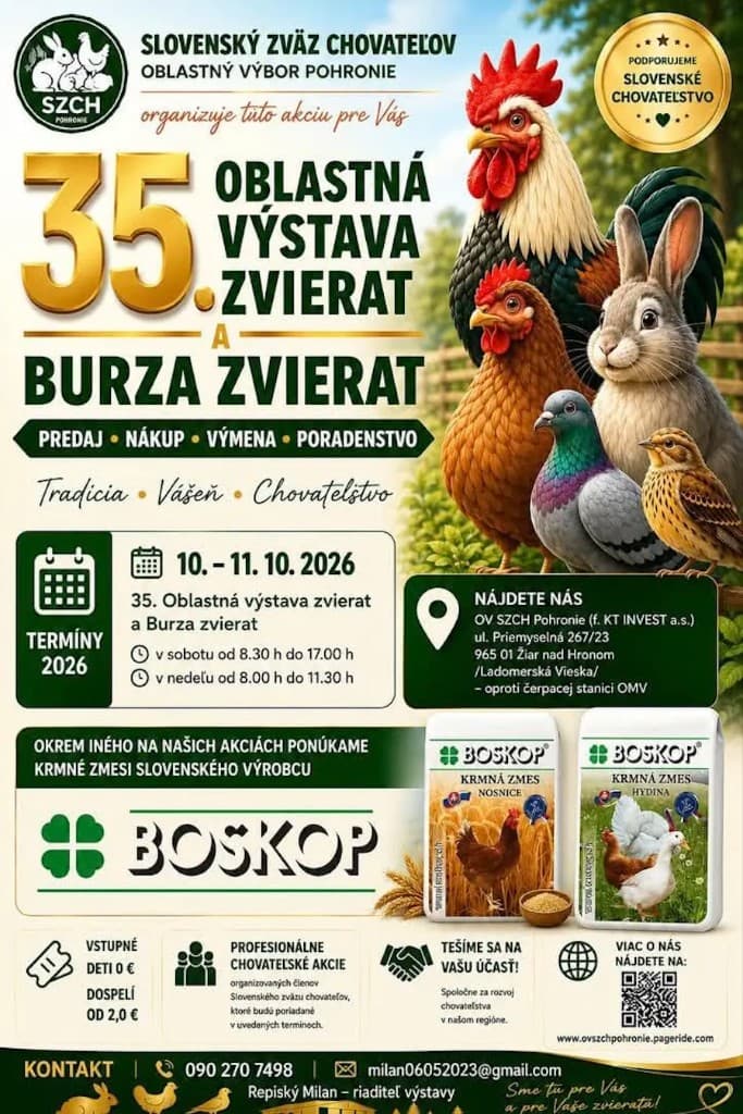Berza sitnih životinja Žiar nad Hronom – 11. октобар 2026. (Ladomerská Vieska)