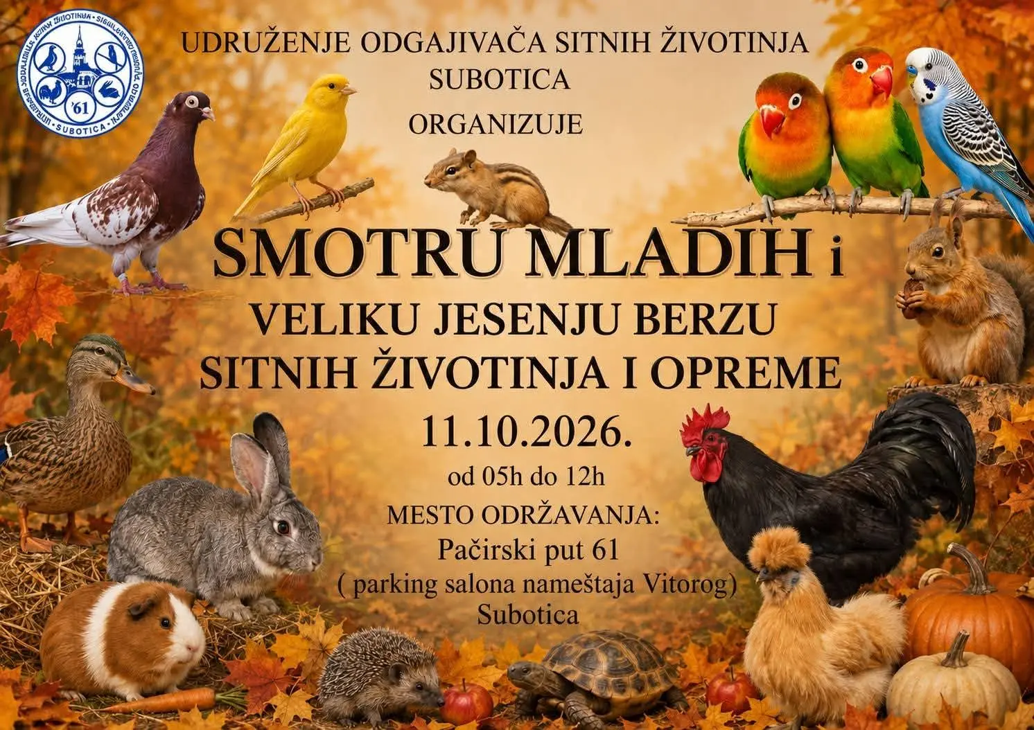 Small animal fair in Subotica – October 11, 2026 (Vitorog Parking Lot)