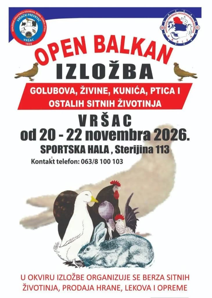 Berza sitnih životinja Vršac – 22. новембар 2026. (Sportska hala)
