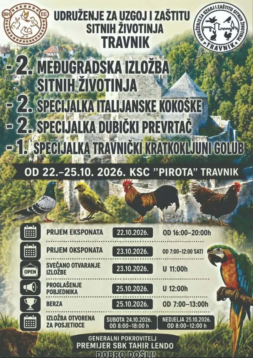 Small animal fair in Travnik – October 25, 2026 (KSC Pirota)