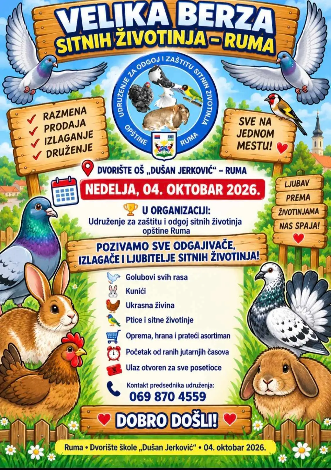 Berza sitnih životinja Ruma – 4. октобар 2026. (OŠ Dušan Jerković)
