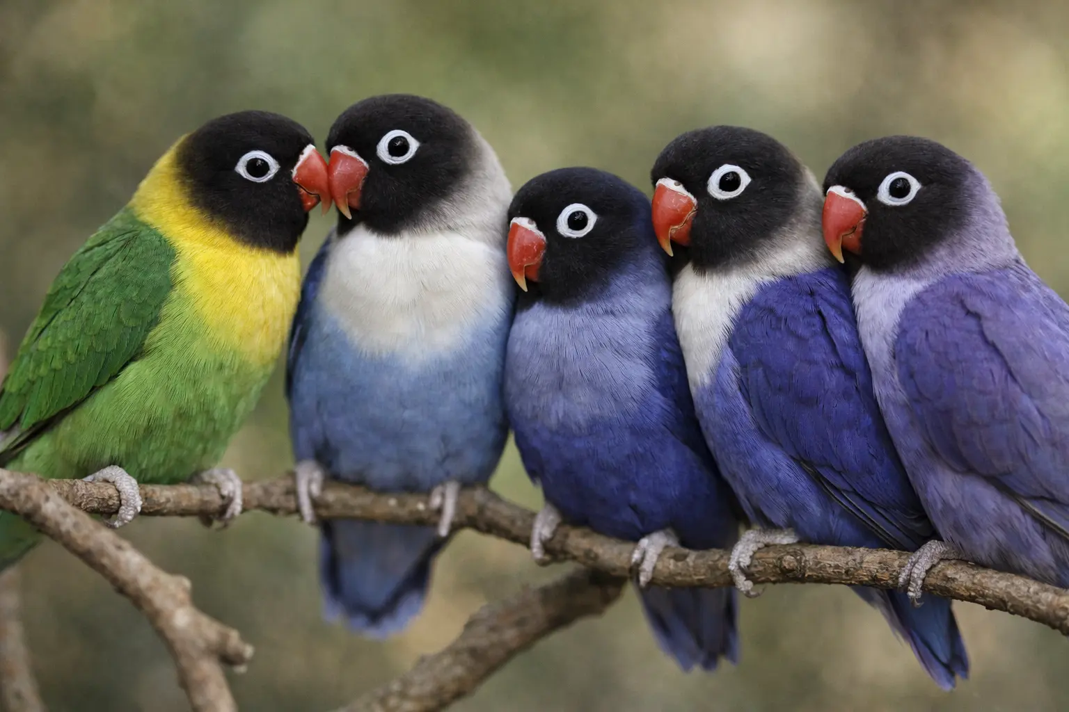 grupa personata papagaja različite mutacije plava zelena ljubičasta