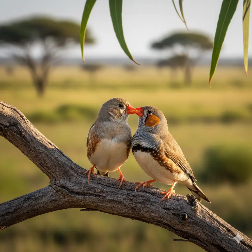 Par zebica na grani, glava uz glavu, prikazuju bliskost i socijalnu povezanost